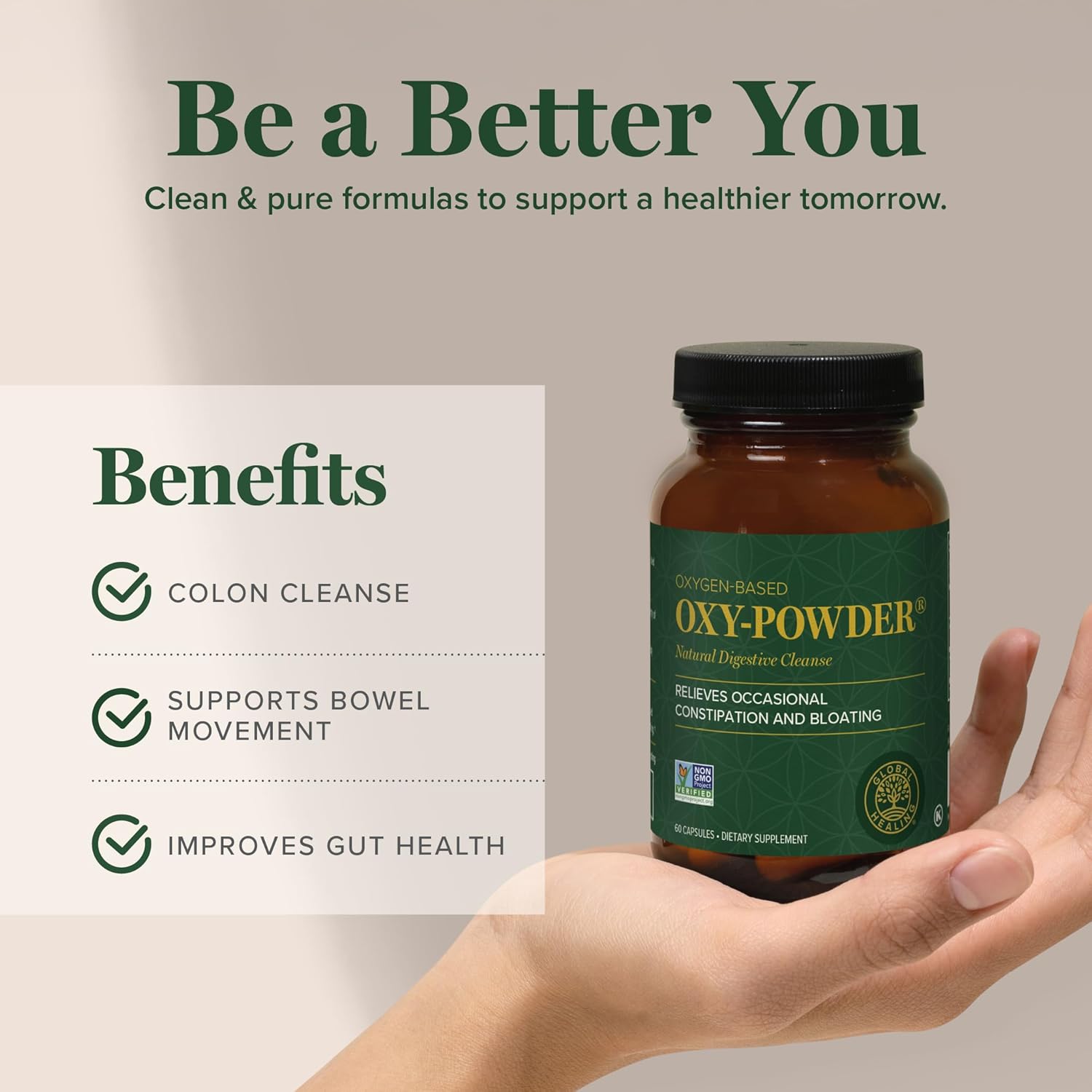 Global Healing Oxy-Powder Colon Cleanse, Constipation Relief for Women & Men, Magnesium Oxide Colon Cleanser & Detox, Detox and Gut Cleanse for Weight Loss, Gut Cleanse Detox for Women and Men 24Hr Smart
